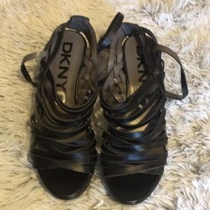 DKNYC Cage Strappy Wedge Sandals
